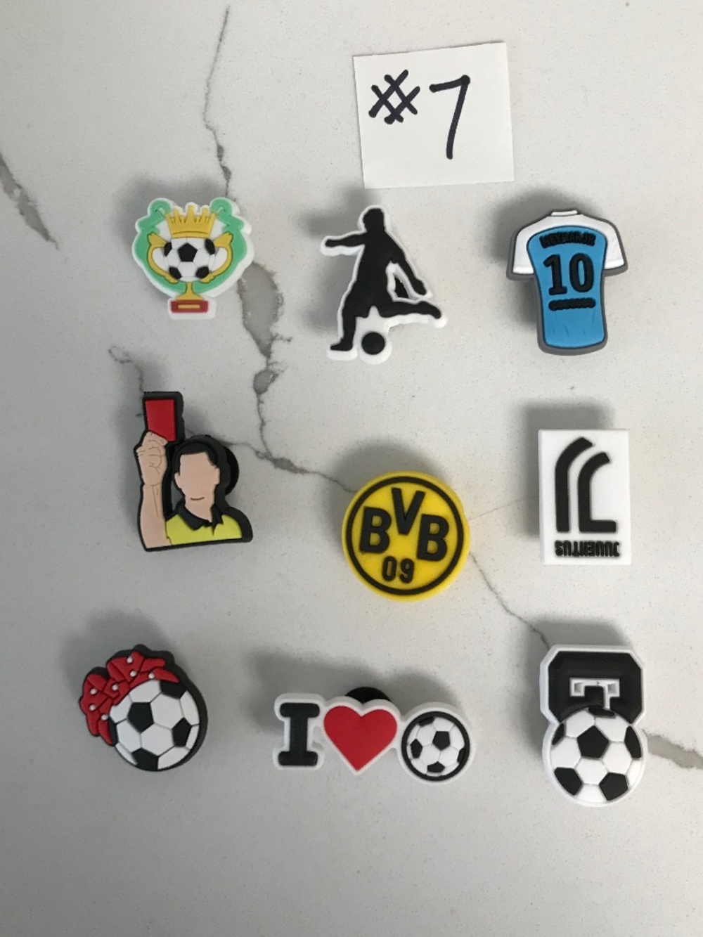 Crocs Charms Soccer # 7 Variety 9 piece Set New Football Club